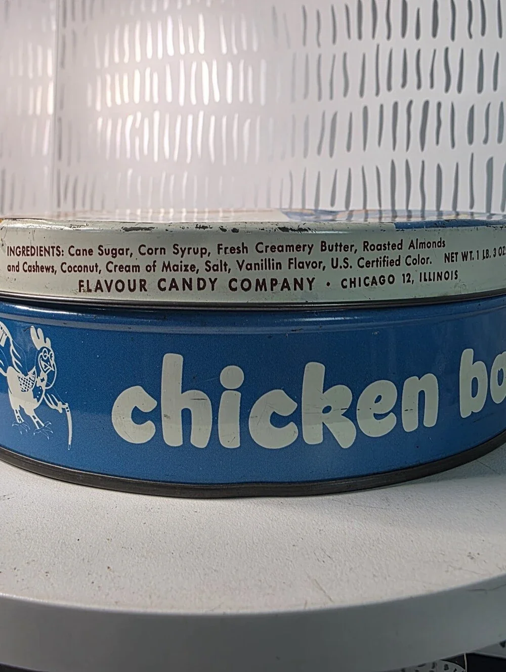 1940s Chicken Bones Hard Candies Can Original Tin - Flavour Candy Company